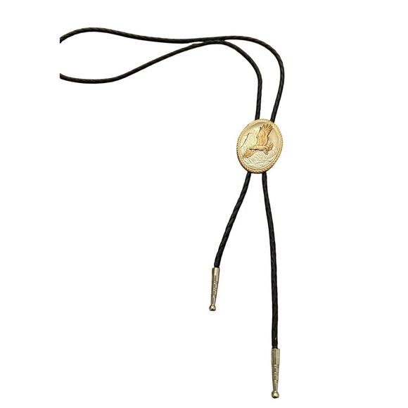 Men's Vintage Eagle Bolo Tie Solid Brass Ivan Taiwan 70s Western Cowboy Rodeo - Picture 1 of 4